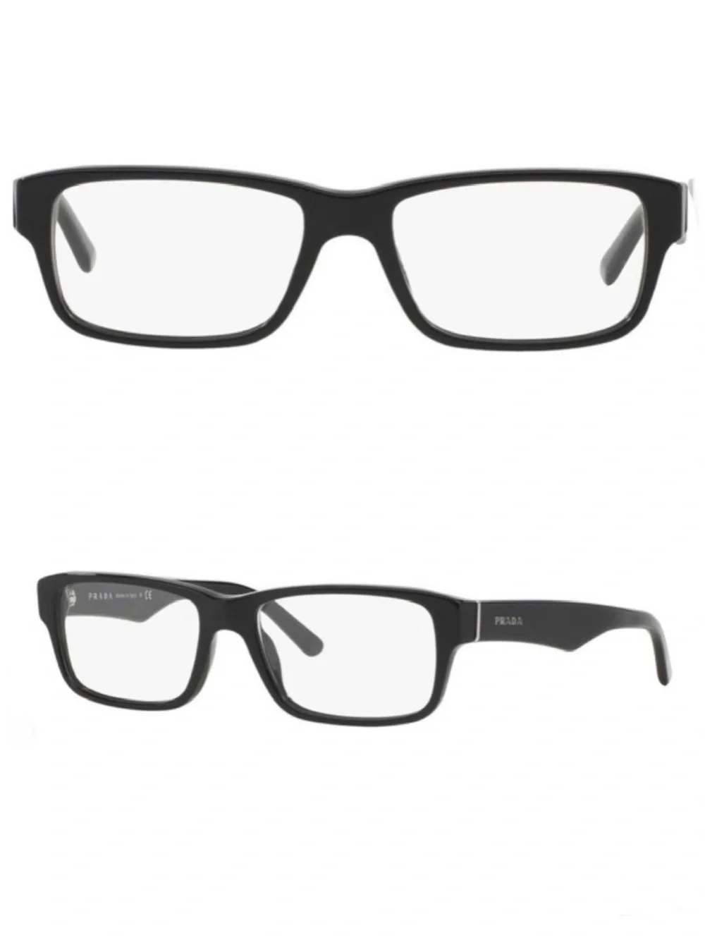 PRADA 55mm Rectangular Optical Glasses Black NEW In Case With Box